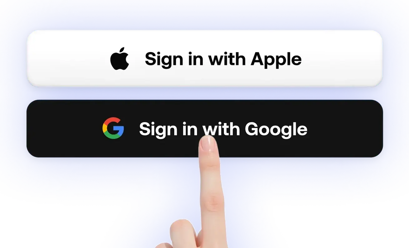 Sign in with Apple and Sign in with Google buttons